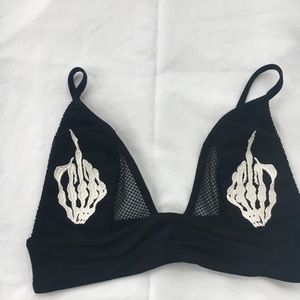 Black Middle Finger Bra Top